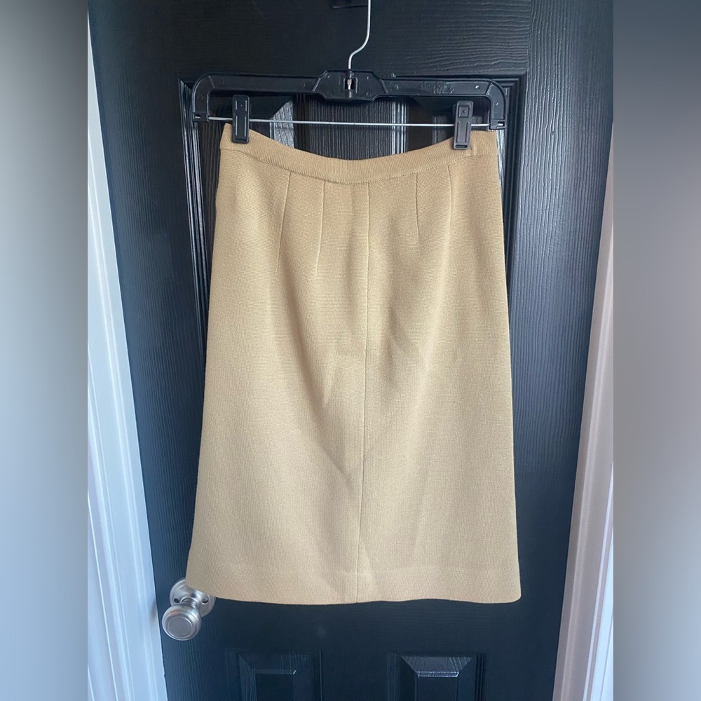 Vintage Marco Polo Tan Wool Pencil Skirt made in Hong Kong-Size 10